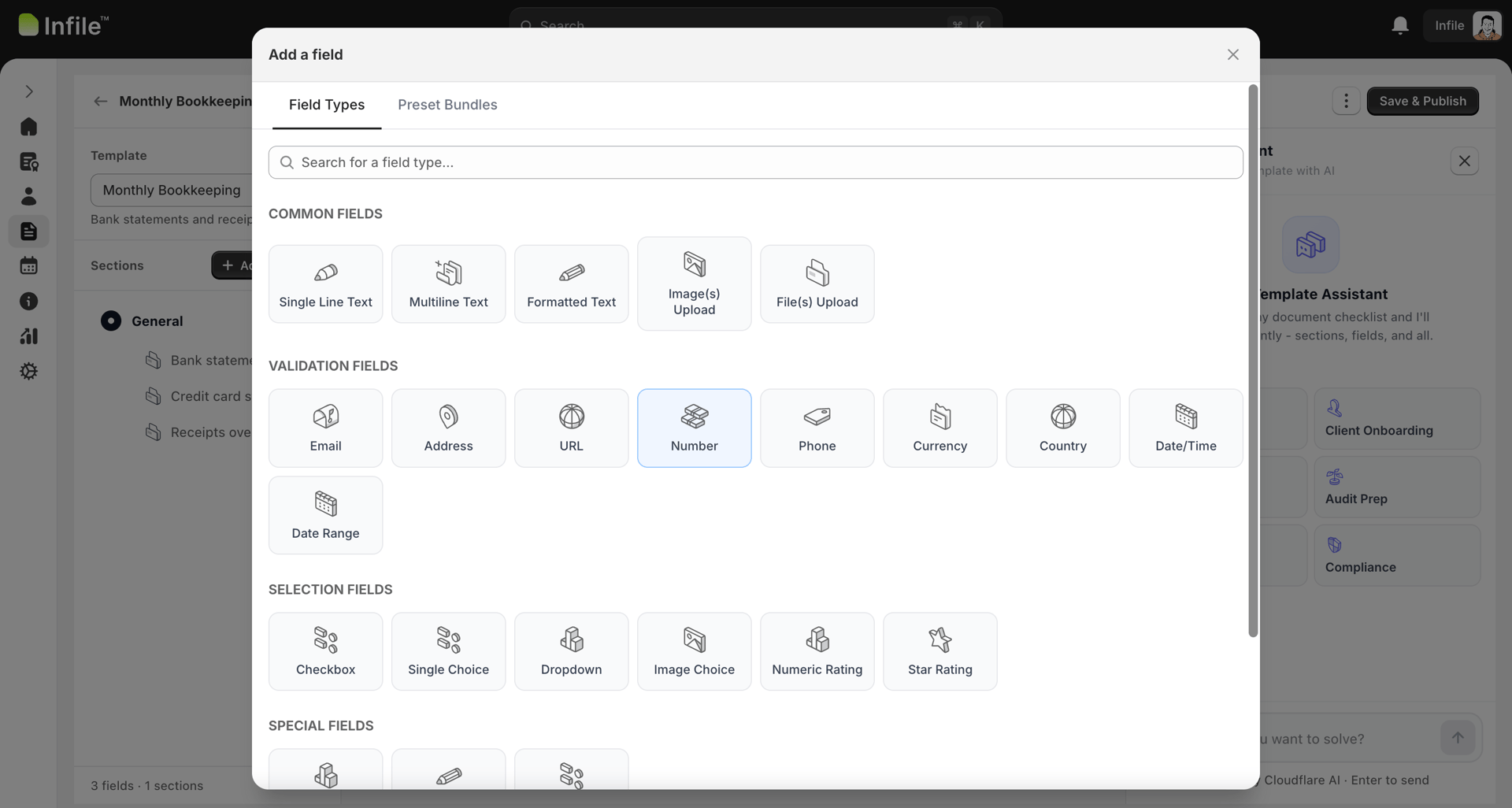 Template builder interface