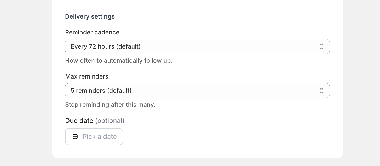 Reminder settings